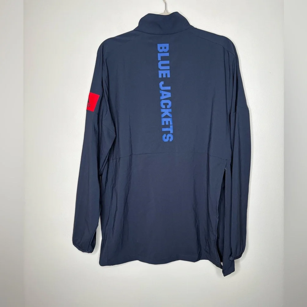 Adidas Columbus Blue Jackets Navy Game Mode Climalite Quarter-Zip Jacket NWT - Picture 4 of 5